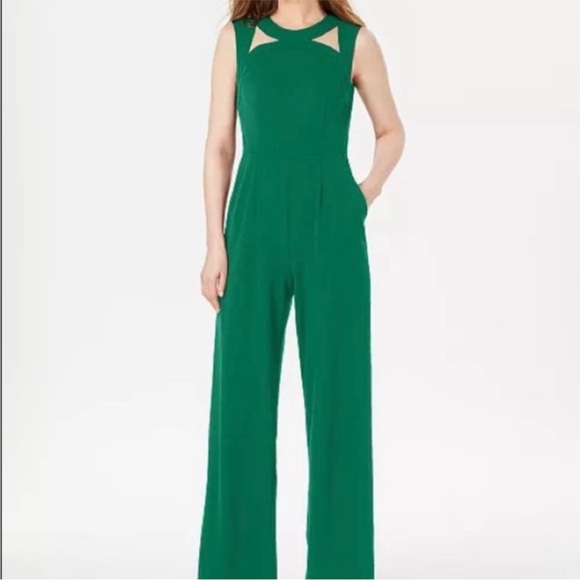 Calvin Klein Green Sleeveless Jumpsuit Romper with cutouts – Size 12 - Picture 2 of 10